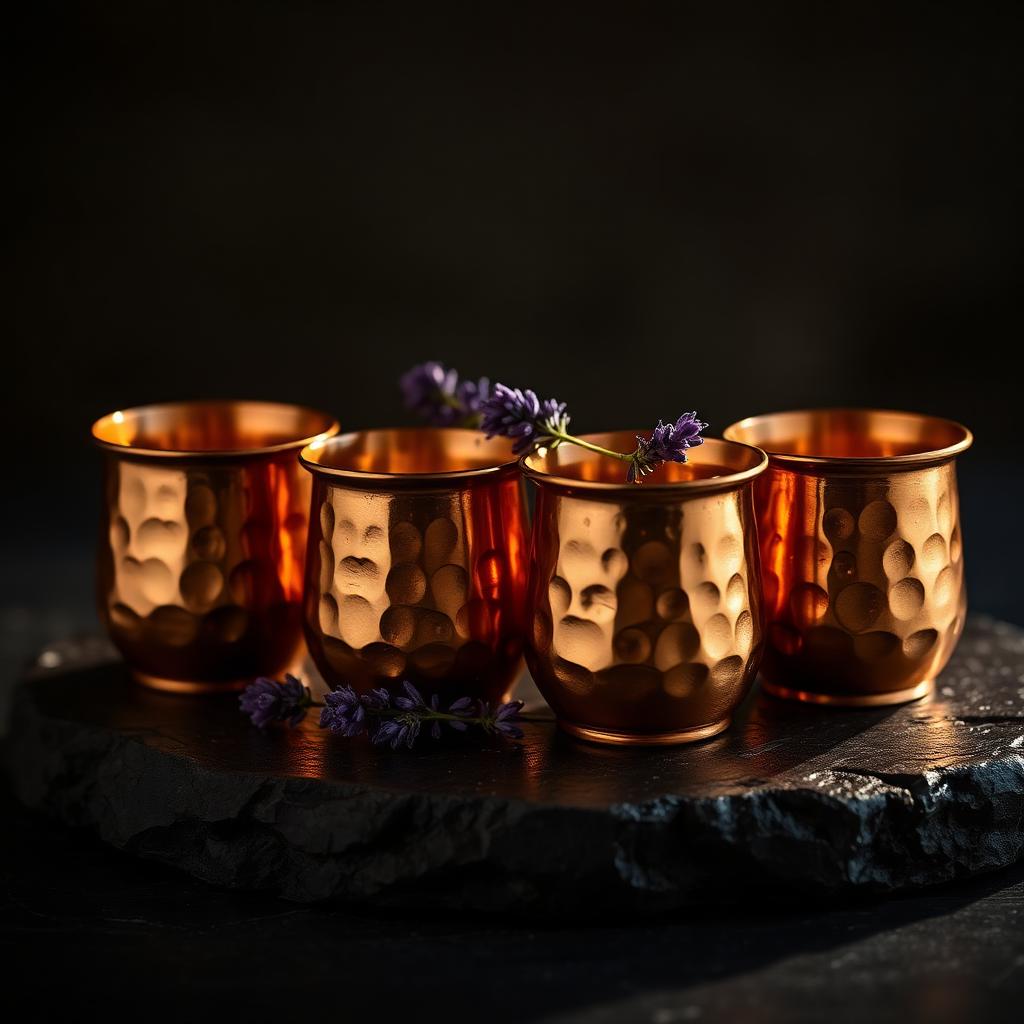 Copper Water Cups — Set of 4